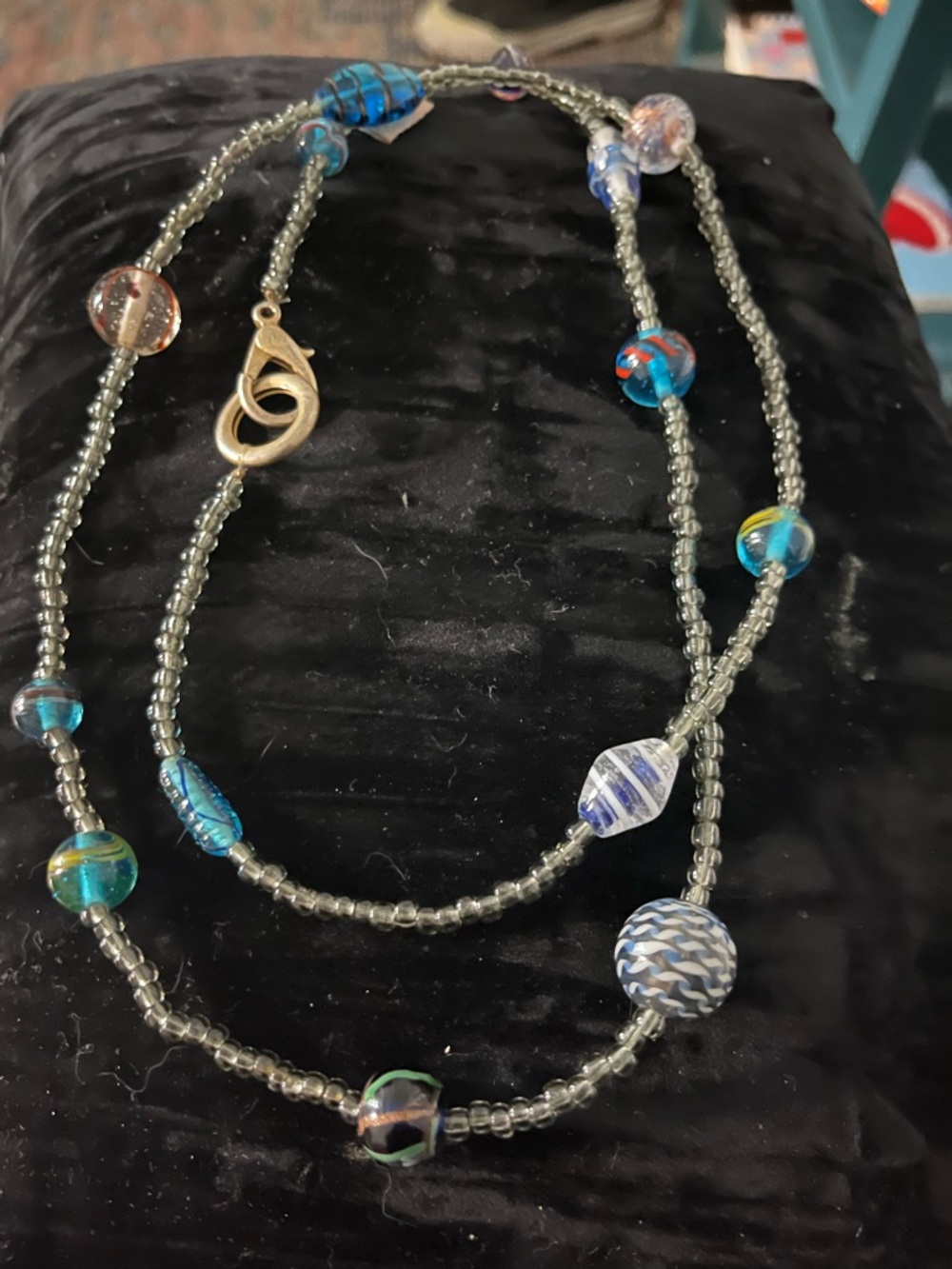 Vintage Murano Glass Lampwork Beaded Necklace Venetian Art Glass Long Strand